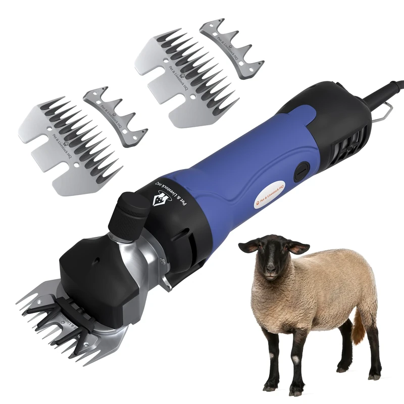 Pet & Livestock HQ | 380W Sheep Shears Electric Clipper Goats, Alpaca, Llamas, Angora Rabbits Shearing Hand Piece Cutter Grooming Farm Pet Supplies Livestock, 2 Blades, CE