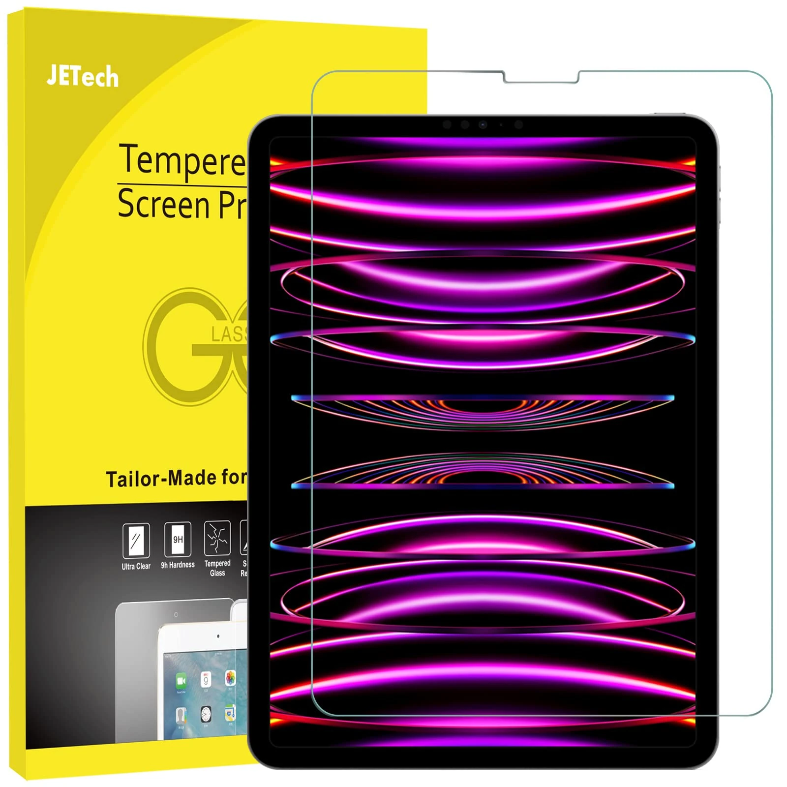 JETech Screen Protector for iPad Pro 11-Inch (2022/2021/2020/2018 Model), iPad Air 5/4 2022/2020 10.9-Inch, Face ID Compatible, Tempered Glass Film