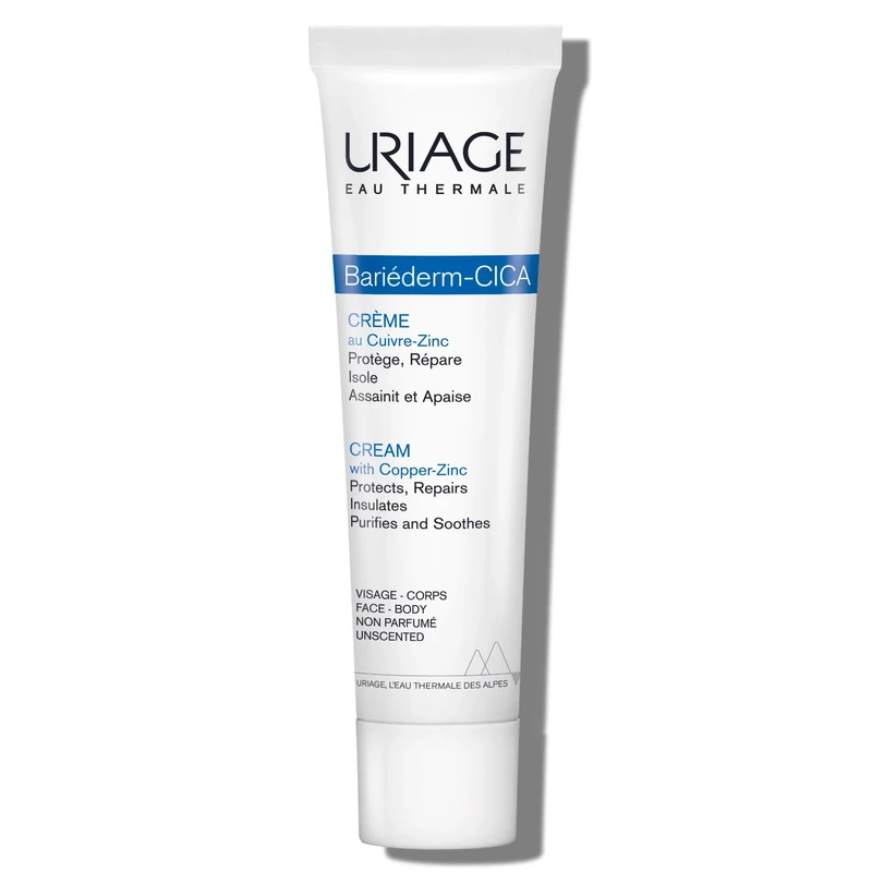 Uriage Bariederm-Cica Repairing Cream with D-Panthenol & Copper-Zinc - Wound Healing Barrier Cream - Multi-purpose (minor cuts, burns) - For Damaged & Irritated Skin - Water Resistant - 40ml