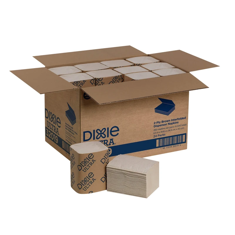 Georgia-Pacific Dixie Ultra Interfold 2-Ply Napkin Dispenser Refill (Previously EasyNap) by GP PRO (), Brown, 32019, 250 Napkins Per Pack, 24 Packs Per Case - Image 1
