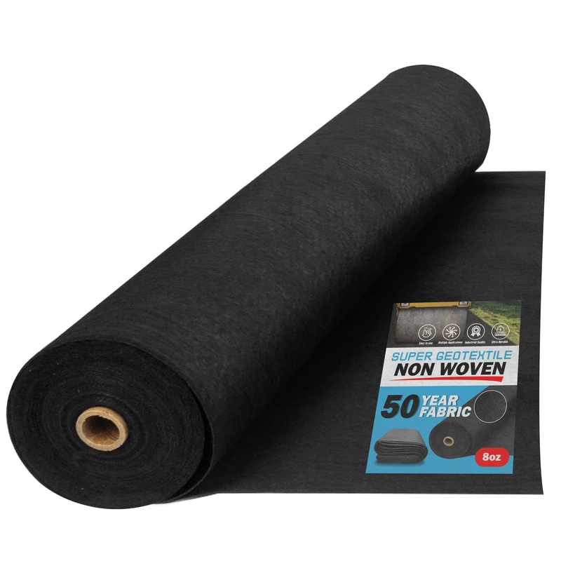 Super Geotextile 4, 6, 8 oz Non Woven Fabric for Landscaping, French Drains, Underlayment, Erosion Control, Construction Projects - 8 oz (6X50)