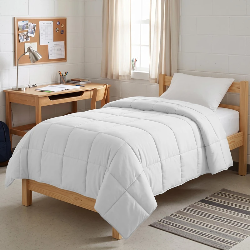 Southshore Fine Living, Inc. Twin Comforter/Duvet Insert, Down-Alternative White Twin/XL Comforter, Soft, Fluffy Comforters, Easy Care, Wrinkle Free, Pet Hair Resistant Bedding, Bright White