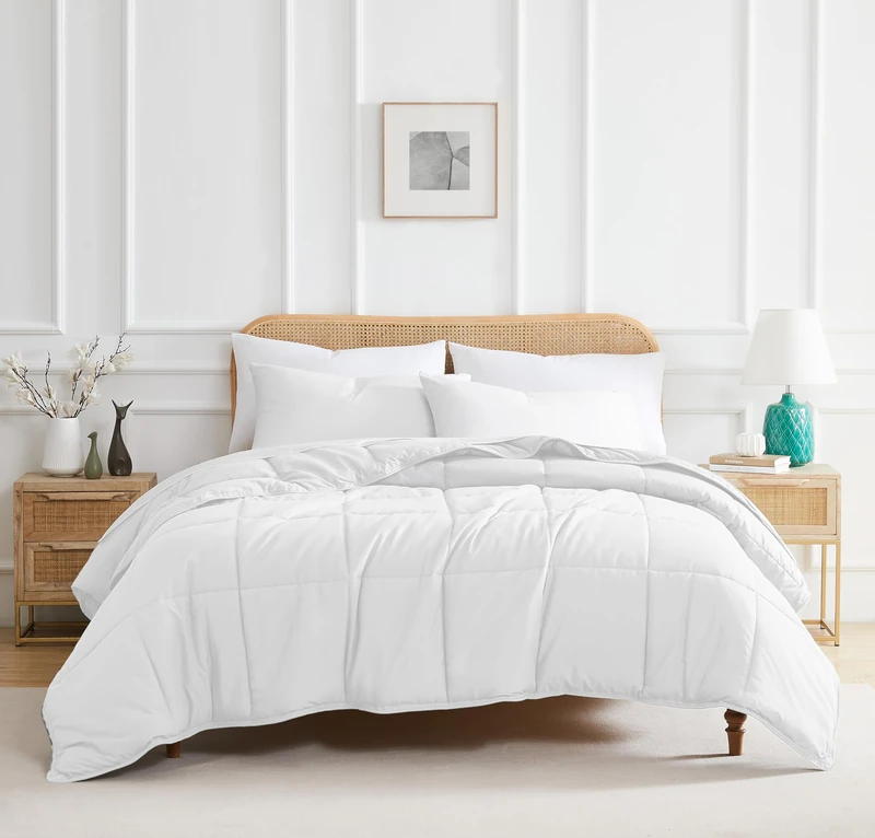 Southshore Fine Living, Inc. Vilano Springs Premium Quality Over-Sized All-Season Down-Alternative Comforter Bedding, Bright White, Full/Queen