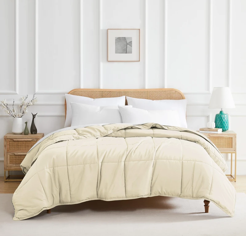 Southshore Fine Living, Inc. Oversized King Comforter Only for Guest Room, Pet Hair Resistant Bedding Comforters, Down Alternative Comforters, Hotel Quality Cream Comforter King for Vacation Homes