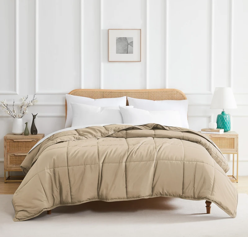 Southshore Fine Living, Inc. Queen Bed Comforters, Full Size Bedding, Fluffy Comforter Queen, Down Alternative Taupe Comforter Queen Size, Pet Hair Resistant Bedding, Wrinkle Free, Taupe Comforters
