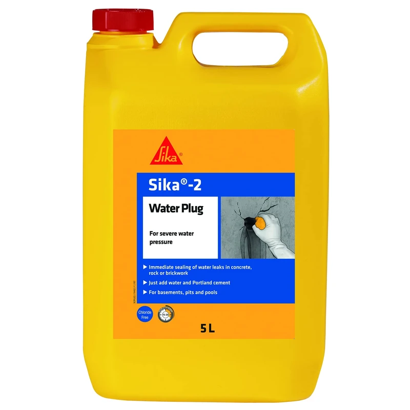 Sika 2 Water Plug Admixture, Red, 5 Litre