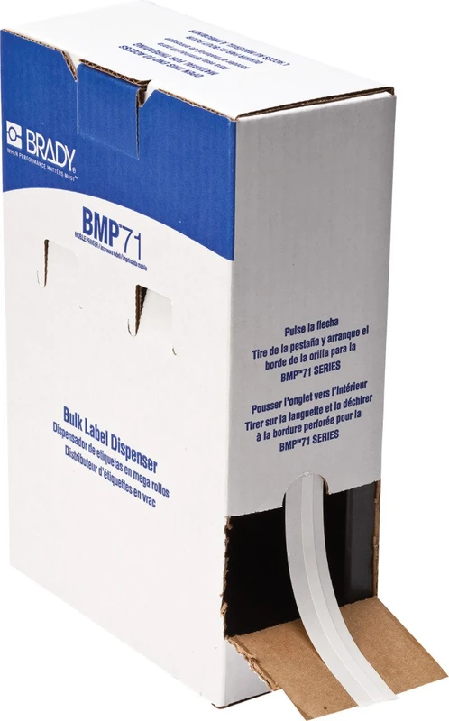 Brady M61C-240-498 BMP61 BMP71 Series CleanLift Repositionable Vinyl Cloth Label Supply, Semi-Gloss Finish, 0.24" Width x 30' Length, White
