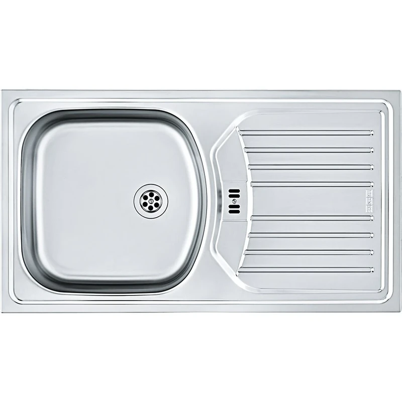 Franke Kitchen Sink with Single Bowl Made of Stainless Steel Linen Eurostar ETL 614 101.0368.953, Grey, 78.0 x 43.5 x 14.0 cm