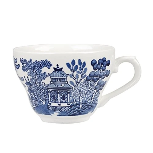 Churchill Super Vitrified GL470 Porcelain Vintage Teacup, Willow Georgian, 200 mL, Blue (Pack of 12)