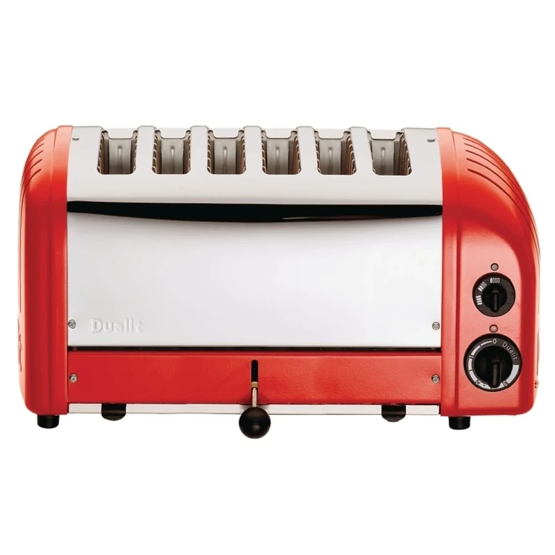 Dualit GD395 Vario Toaster, 6 Slice, 195 Slices/hr, 3kW, 220 mm H x 460 mm W x 210 mm D, Red