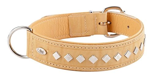 Dingo Dog Collar Made of Exclusive Soft Leather, Decorative and Durable Natural 11443
