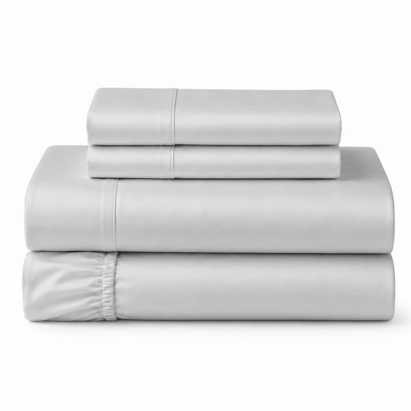 Mayfair Linen Egyptian Cotton 500 Thread Count 4 Piece Sheet Set (1 Flat Sheet 1 Fitted Sheet And 2 Pillow Cases) King Silver