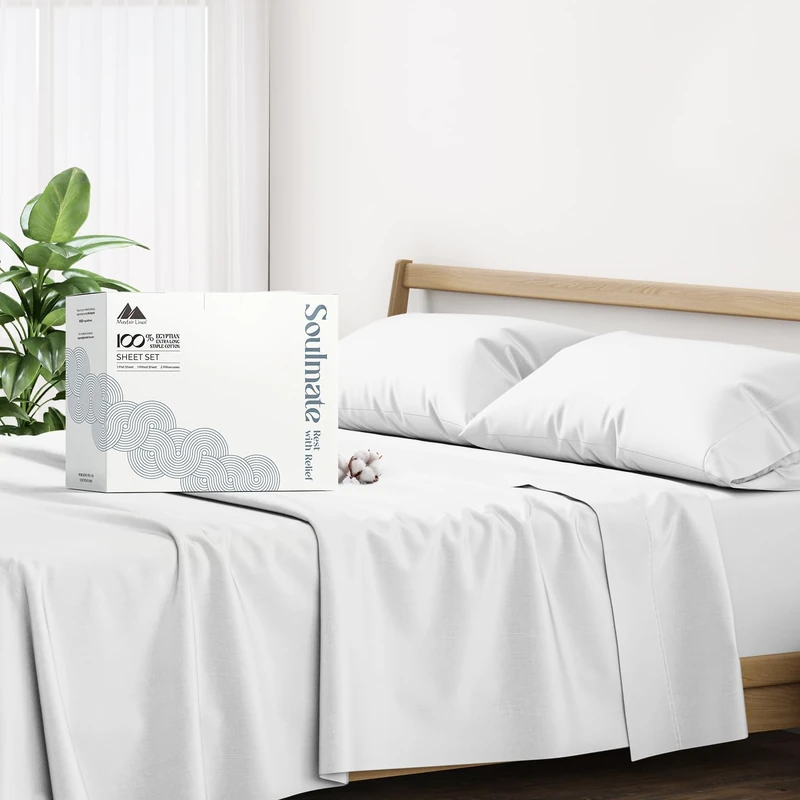 Mayfair Linen Egyptian Cotton 500 Thread Count 4 Piece Sheet Set (1 Flat Sheet 1 Fitted Sheet And 2 Pillow Cases) TwinXL Silver