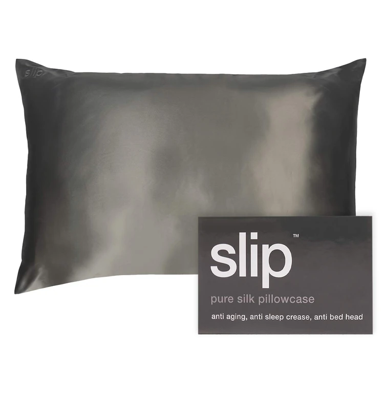 SLIP King Silk Pillowcase, Charcoal - Slipsilk Pure Mulberry 22 Momme 100% Silk Pillow Case - Anti-Aging Anti-Sleep Crease Anti-bedhead