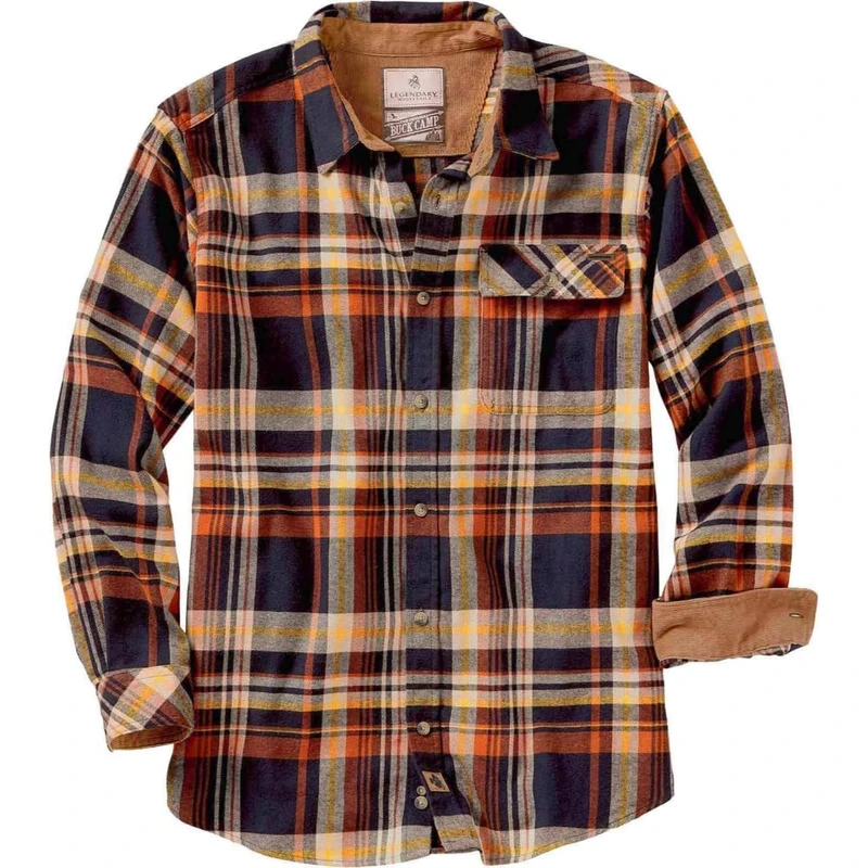 Legendary Whitetails Men's Buck Camp Flannels Long Sleeve, Homestead Plaid, X-Large Tall