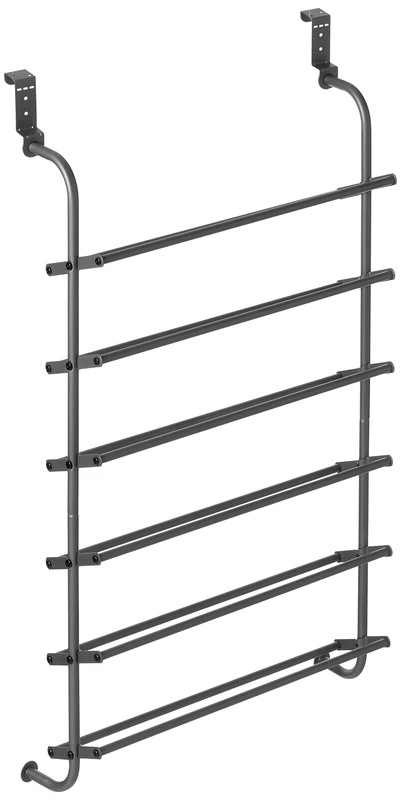 Whitmor 6905-6019 6 Shelf Over The Door Gunmetal Gray Shoe Rack, 7.5x22.625x41.80