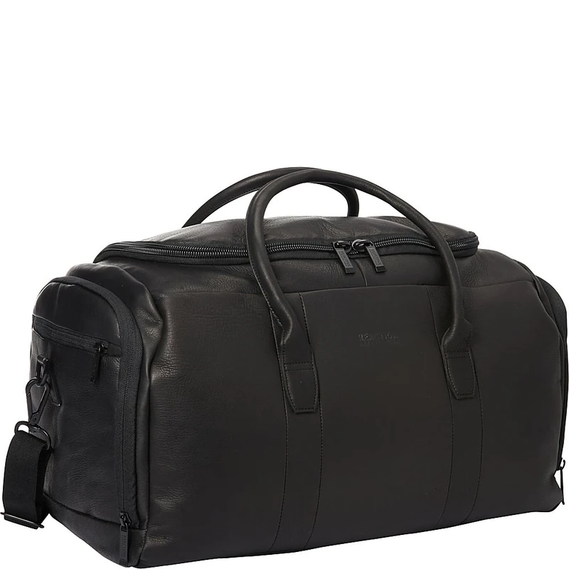 Kenneth Cole Reaction Duff Guy Colombian Leather Compartment Top Load Travel Duffel Bag, Black, 20-Inch Top Load Duffel (W/Shoe Compartment), Duff Guy 20” Duffel Travel Bag Full-Grain Colombian