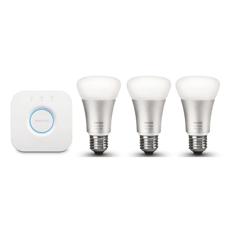 Philips Hue Starter Kit White and Colour Ambiance: Smart Bulb 3 Pack LED [E27 Edison Screw] Including Hue Bridge, Works with Alexa, Google Assistant and Apple HomeKit