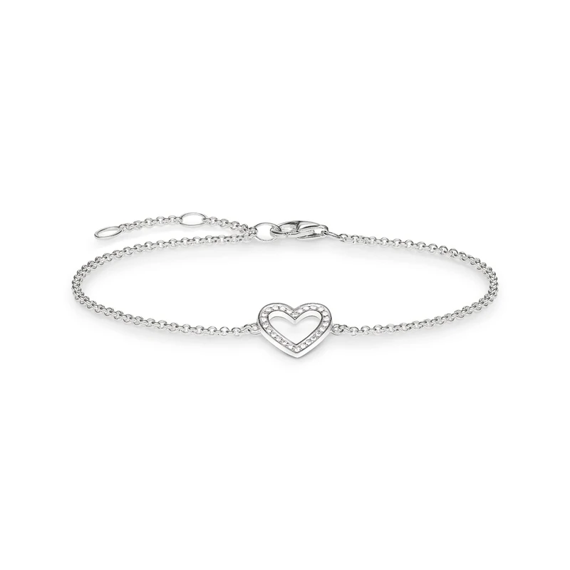 Thomas Sabo Women Bracelet Heart Zirconia 925 Sterling Silver A1553-051-14-L19,5V