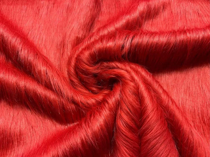 Super Luxury Faux Fur Fabric Material - Extra Long RED Haze, 1Mtr - 150cm x 100cm