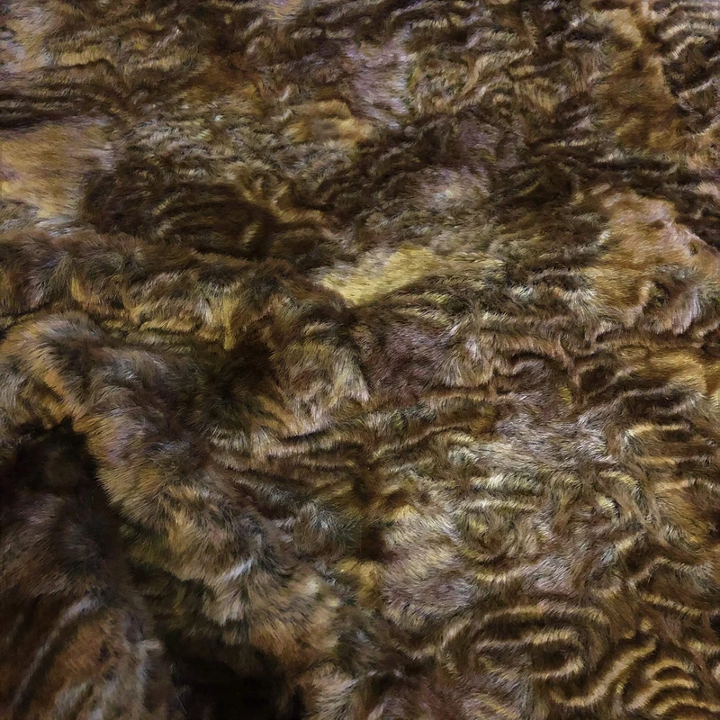 Super Luxury Faux Fur Fabric Material - Brown Persian ASTRAKAN, 1Mtr 150cm x 100cm