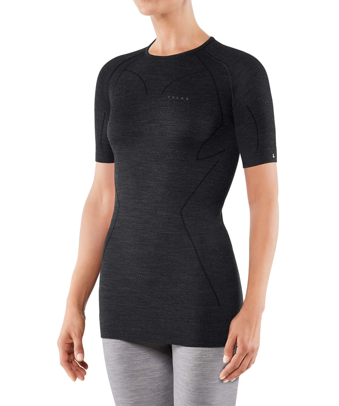 FALKE Women's Wool Tech. Base Layer Top, Thermal, Black (Black 3000), XS (1 Piece)