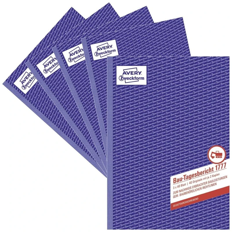 Avery Zweckform 1777 “BAU-Tagesbericht” Daily Report Sheets [in German Language] 5 Piece