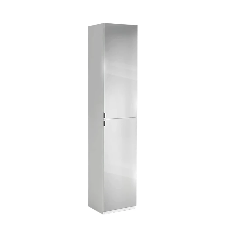 iBathUK Gleam Wall Mounted Double Door Tall Mirror Cabinet with 1 Adjustable Shelf, Soft Close Hinged Doors, Frameless Copper-Free Silver Mirror, Modern Bathroom Storage in Gloss White, 1700mm