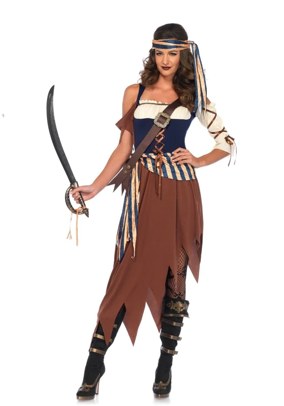 Leg Avenue 85621 Caribbean Castaway Fancy Dress Costume (Large, UK 14-16, 4-Piece)