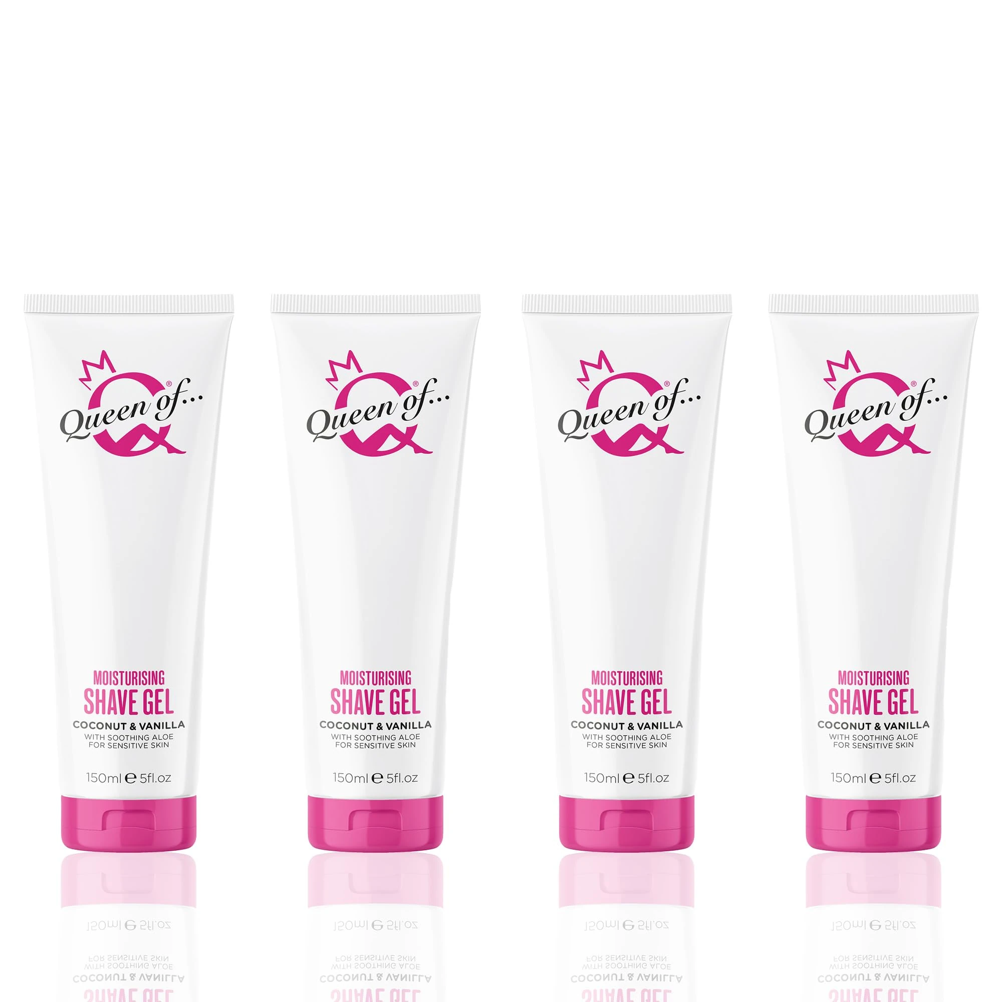 Queen of Ooh la la! Coconut and Vanilla Womens Shaving Gel, Sensitive Moisturising Shaving Cream For Women, 4x150ml