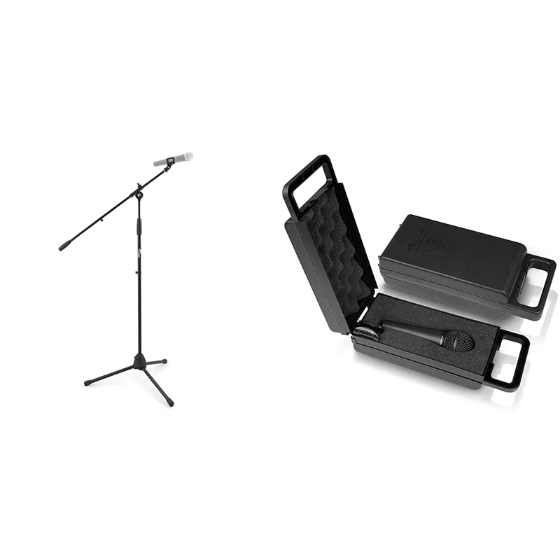 Tiger MCA68-BK Microphone Boom Stand, Mic Stand with Free Mic Clip, Black & Behringer XM8500 Ultravoice Dynamic Cardioid Vocal Microphone