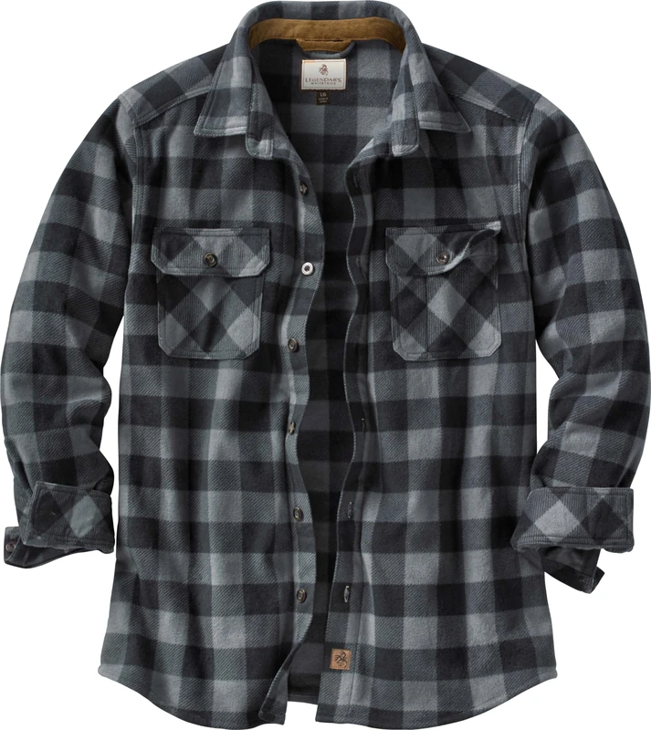 Legendary Whitetails Men's Navigator Fleece Button Down Shirt Long Sleeve, Graphite Plaid, M UK