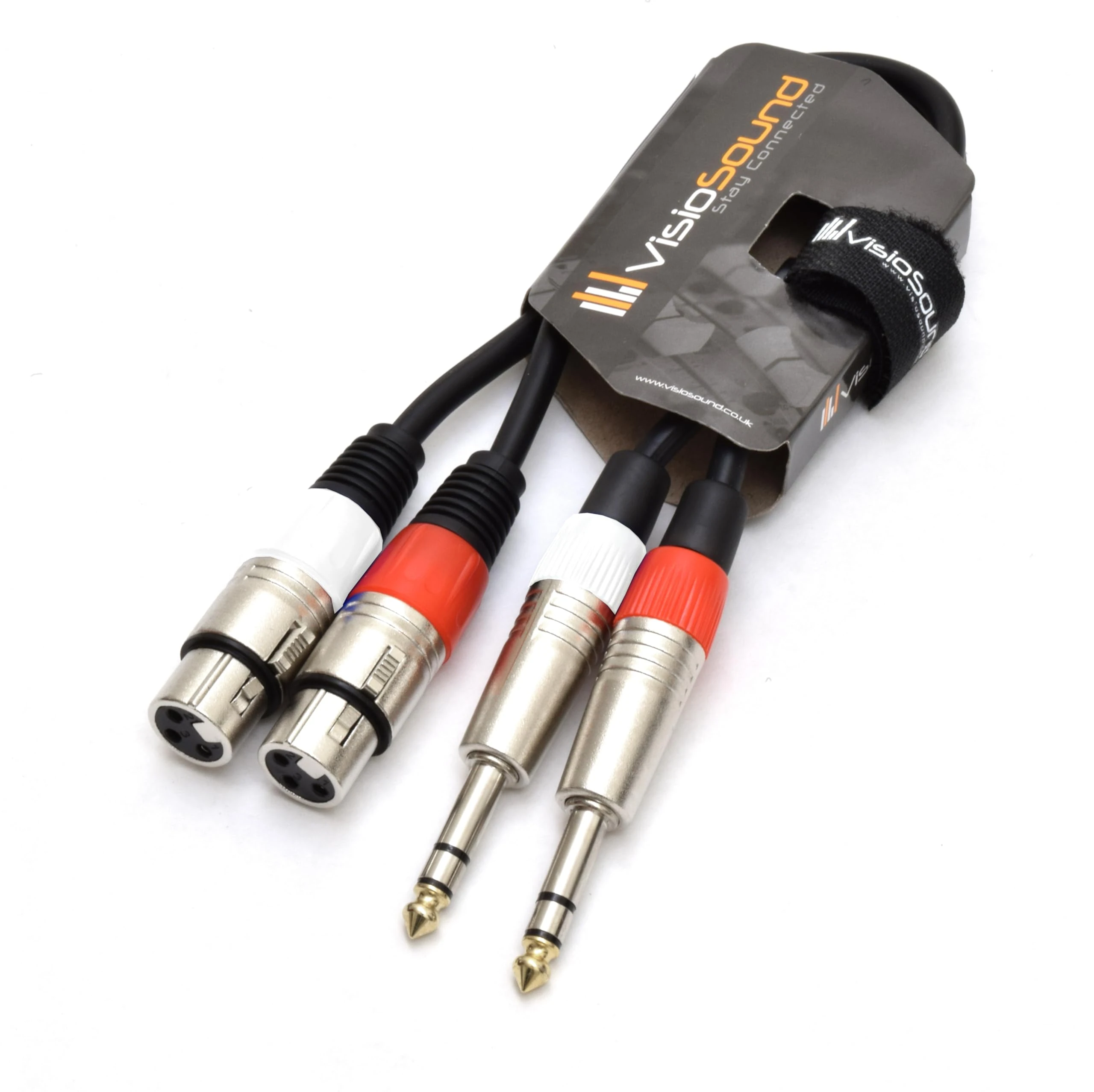VisioSound 2 x Female XLR to 2 x 6.35mm 1/4" Stereo TRS Jack Balanced Twin Lead/Patch Cable 0.5m