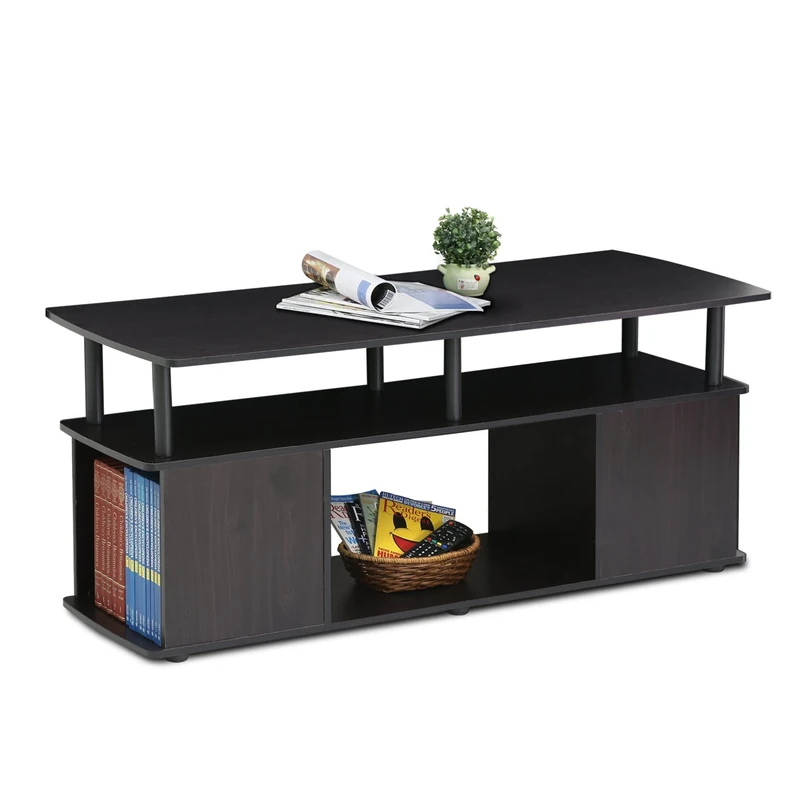 Furinno JAYA TV Stand, Entertainment Center, TV Console for TV up to 50 Inch with Open Storage Compartment, for Living Room, Bedroom, Black
