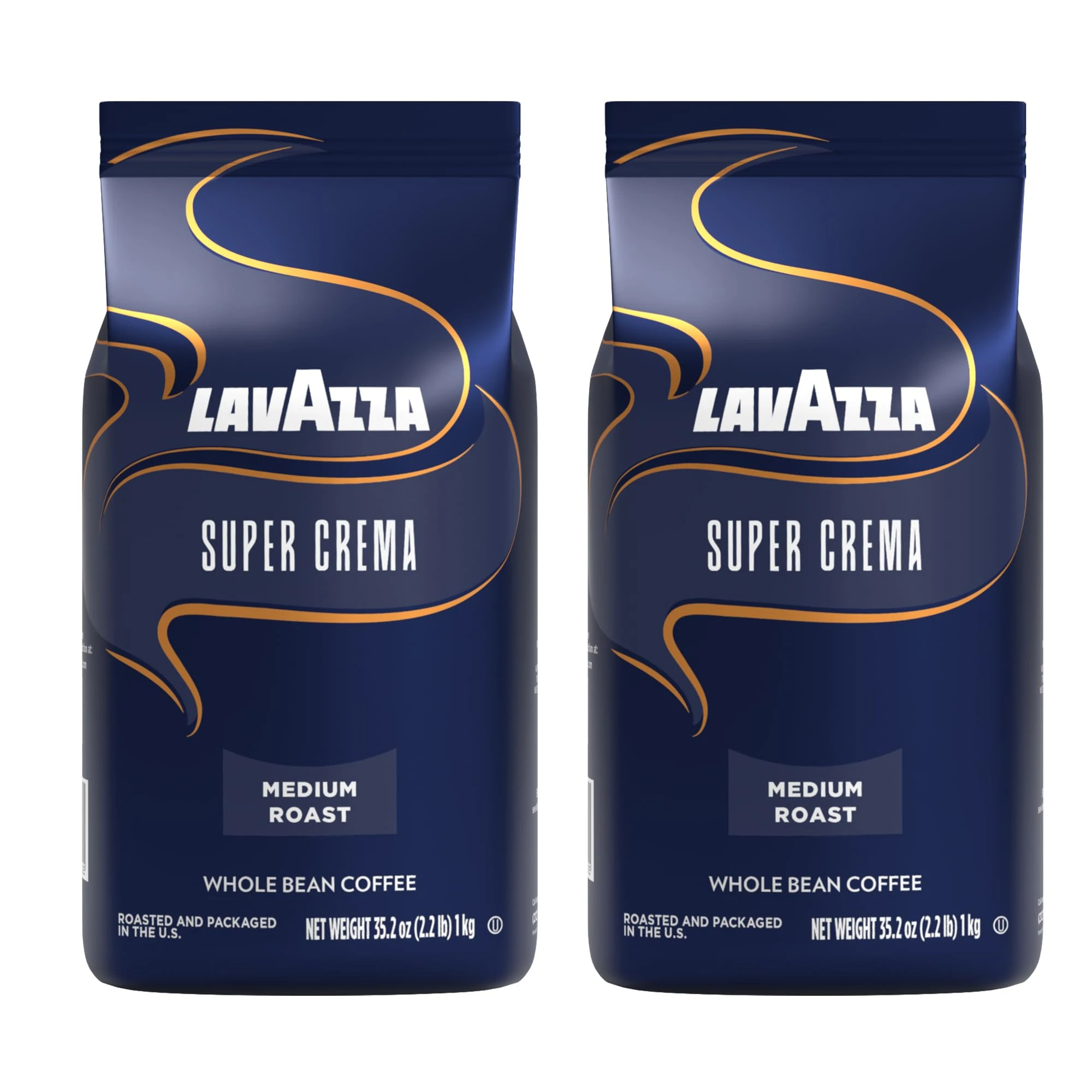Lavazza Super Crema Espresso Coffee Beans, Medium Roast, 1 kg - Pack of 2