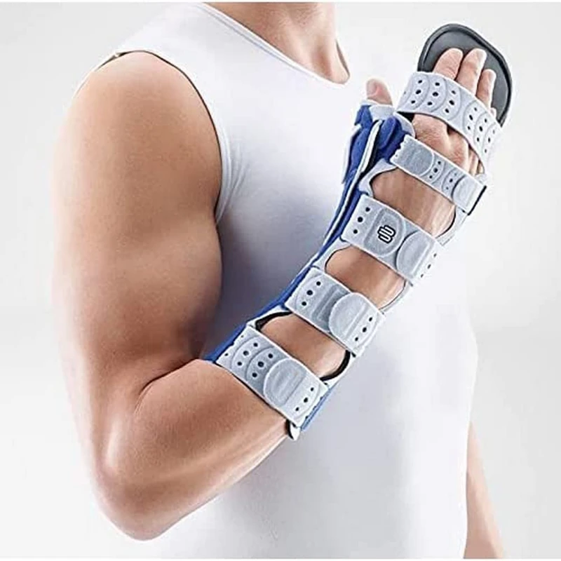 BAUERFEIND ManuLoc Rhizo Long Plus Wrist Support, Titanium, Straight, Size 1