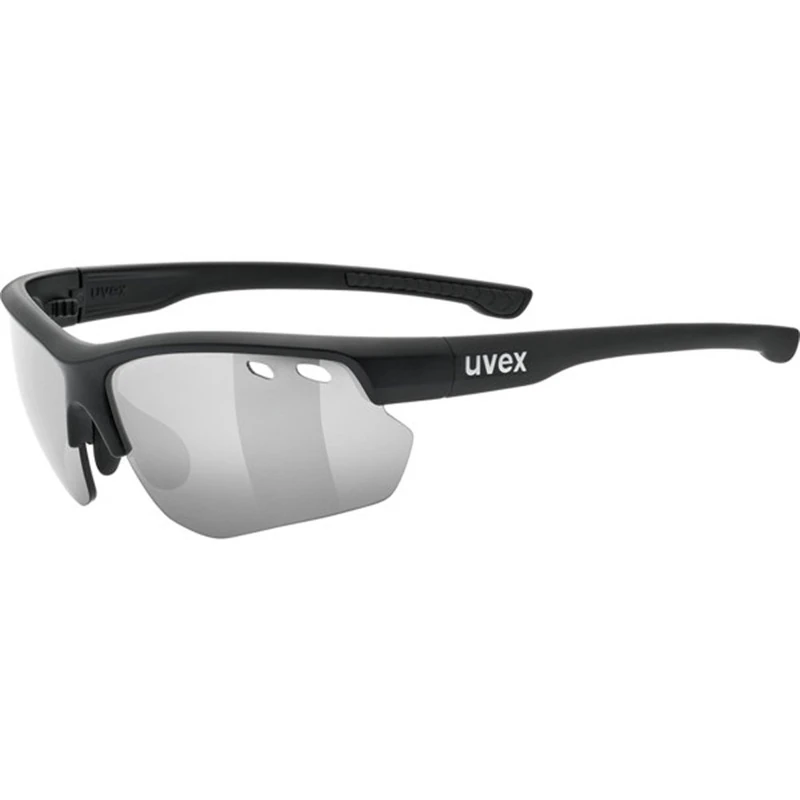 uvex Sportstyle 115 - Sports Sunglasses for Men and Women - Mirrored Lenses - incl. Interchangeable Lenses - Black Matt/Silver - One Size
