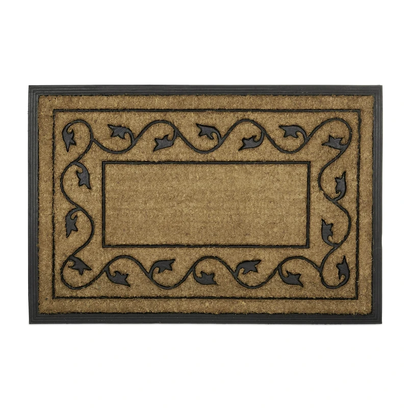 Relaxdays Rectangular Doormat with Decorative Pattern, Brown/Black, 2 x 90 x 60 cm, Large