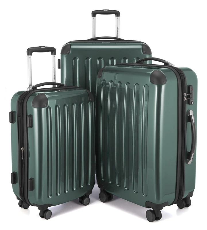 Hauptstadtkoffer - Alex - Set of 3 suitcases, Travel suitcases, Trolley, Rigid Luggage, Travel Set, TSA, 4 Double Wheels (S, M & L), DarkGreen