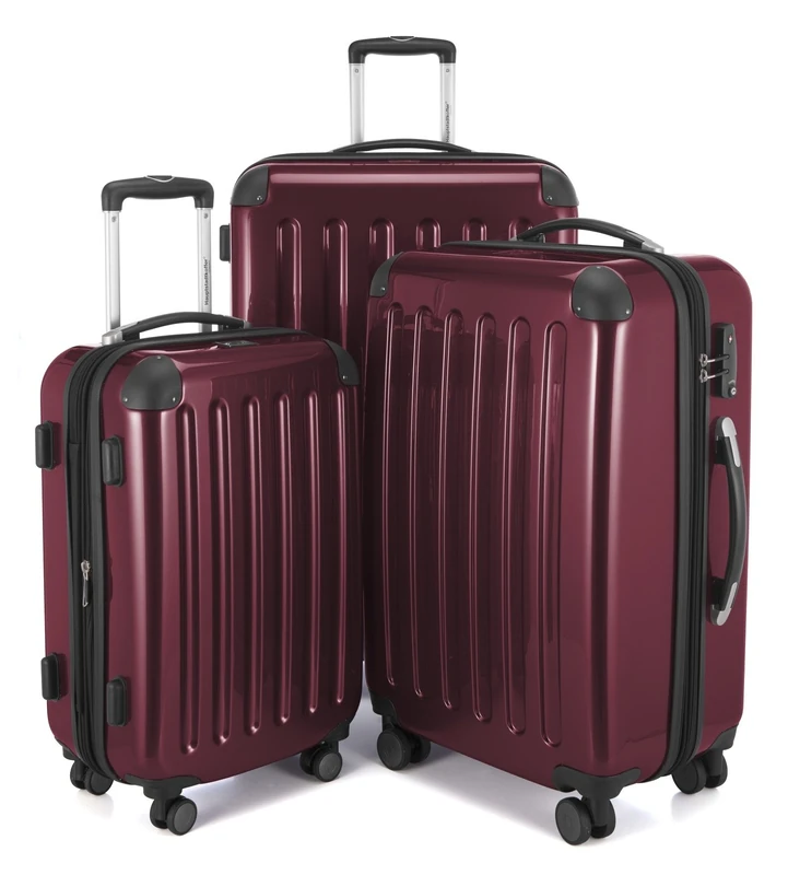 Hauptstadtkoffer - Alex - Set of 3 suitcases, Travel suitcases, Trolley, Rigid Luggage, Travel Set, TSA, 4 Double Wheels (S, M & L), Burgundy