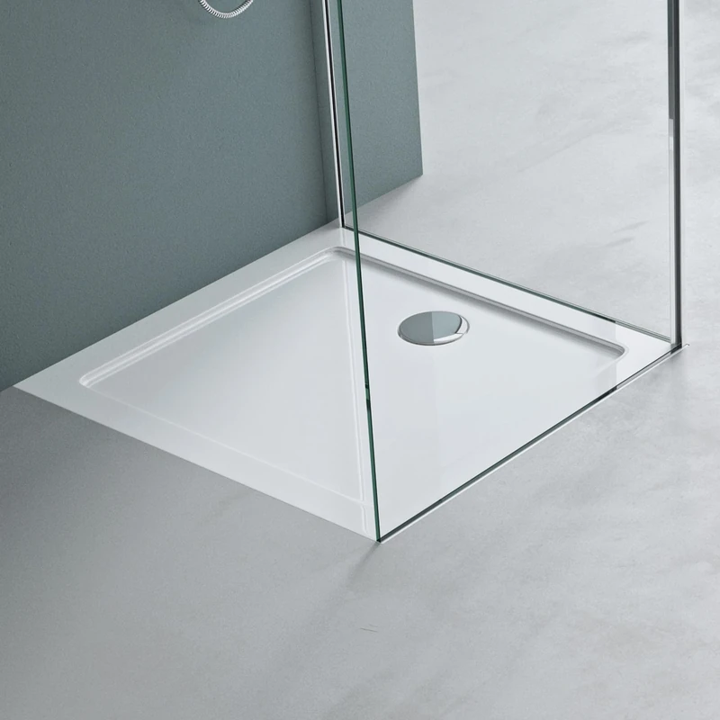 Mai & Mai Shower Tray Bathroom | Acrylic | White | Rectangular Shower Tray | WDH: 75×90×4cm | Durable Modern Shower Base for Shower Enclosures Faro2