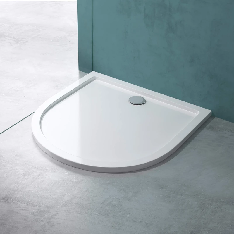 Mai & Mai Lucia/Faro Shower Tray in White Acrylic Semicircle Shape 90 x 90 x 4 cm