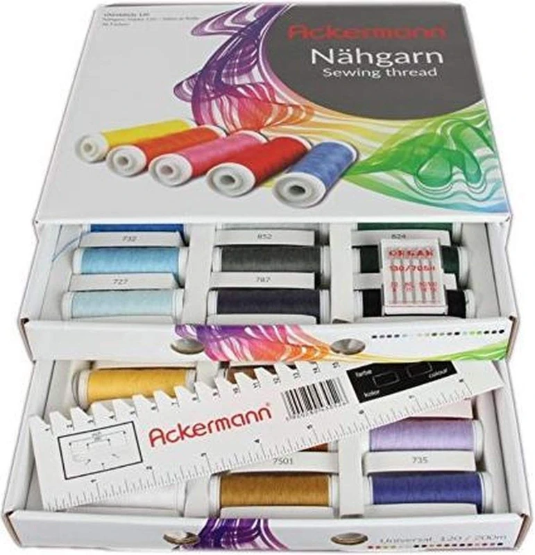 Ackermann White Polyester Sewing Thread Box, 23 x 20 x 7.5 cm