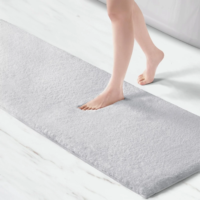 Madison Park SIGNATURE Marshmallow Bathroom Rug Non Slip, Luxrurious Plush Bath Mat, Absorbent, Quick Dry, Spa Design Bath Room Décor, 24x72, Grey - Image 1