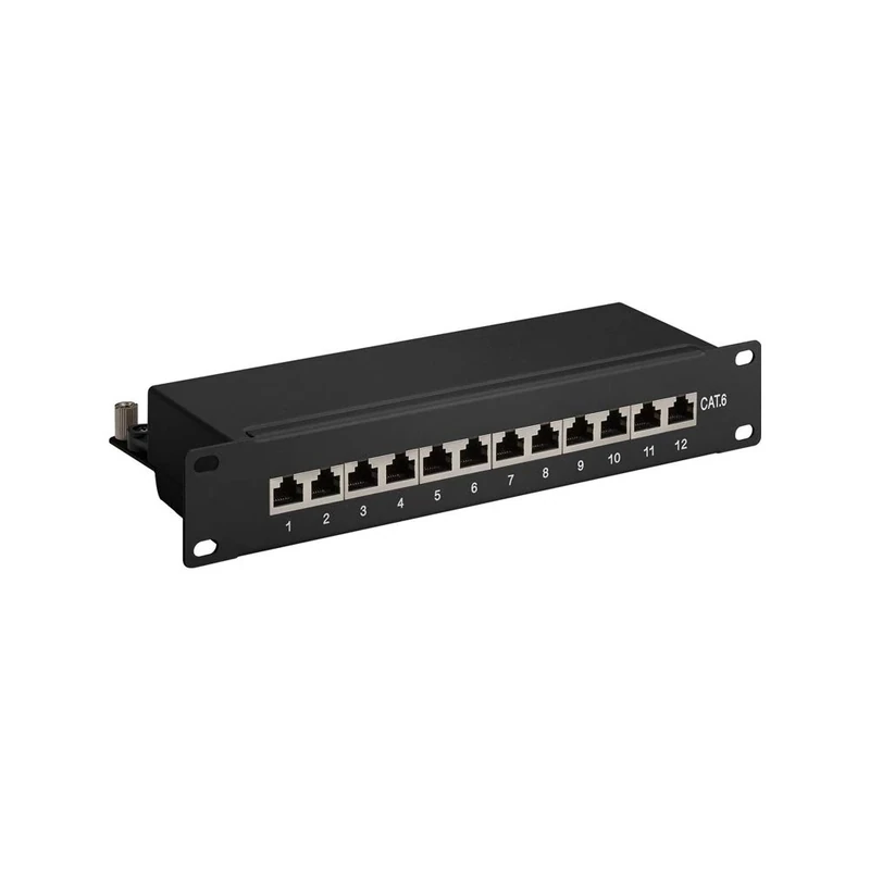 Goobay 93793 CAT 6 25.4cm Length Patch Panel, Black, 12 Port