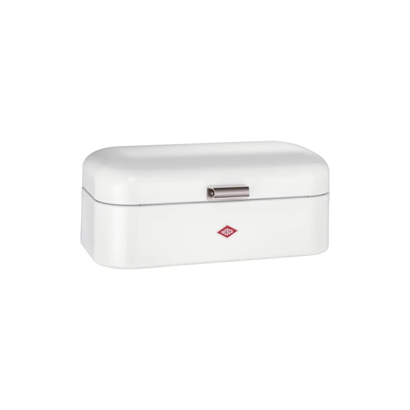 WESCO Grandy bread bin in white, powder-coated sheet steel, ventilation holes and sturdy handle
