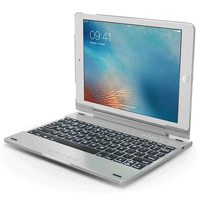 The Snugg B01KFSH7C0 Keyboard Case for Apple iPad Air and iPad 9.7 17 - Silver