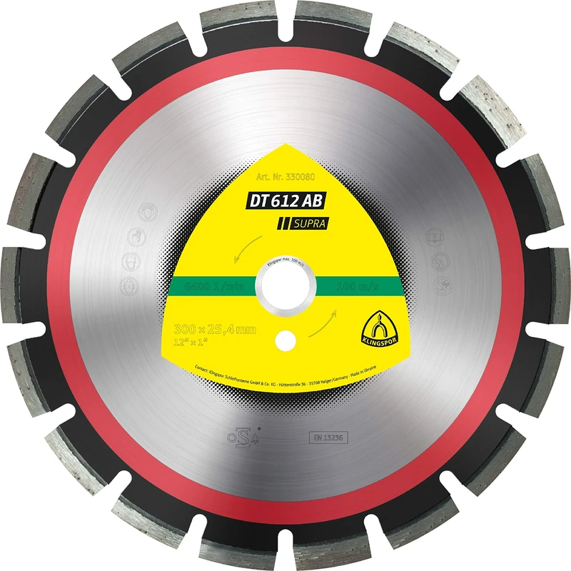 Klingspor KLI-330081 330081 DT 612 AB Diamond Cutting Discs 350 x 3.2 x 25.4 mm 21 Segments 40 x 3.2 x 10 mm Wide Toothed Content: 1 Piece