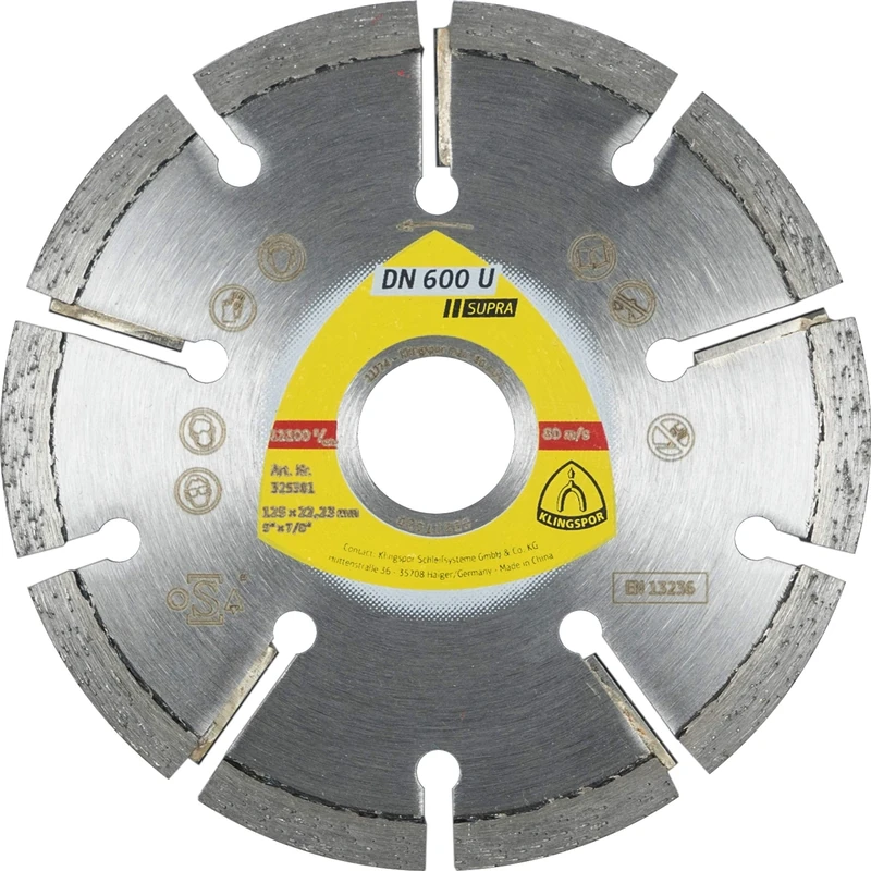 Klingspor 330663 DN 600 U Diamond Cutting Discs 115 x 10 x 22.23 mm 9 Section 32 x 10 x 7 mm Double Pack – 1