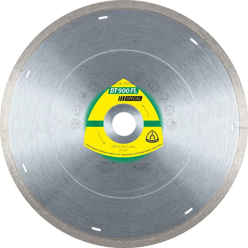 Klingspor 331045 DT 900 FL Diamond Cutting Disc 180 x 6 x 30 mm – 1, 6 x 7 mm Polished Edge WITH LASER SLOTS (Inhalt: 1)